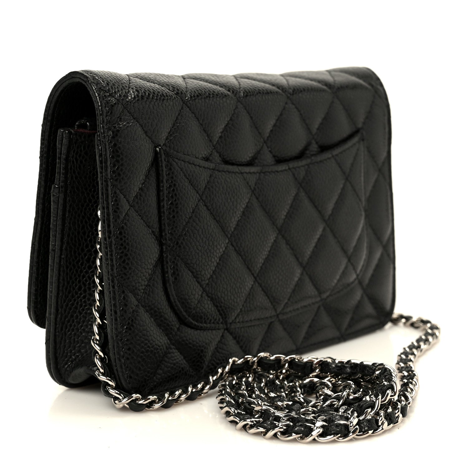 Caviar Quilted Wallet on Chain WOC Black — view 2