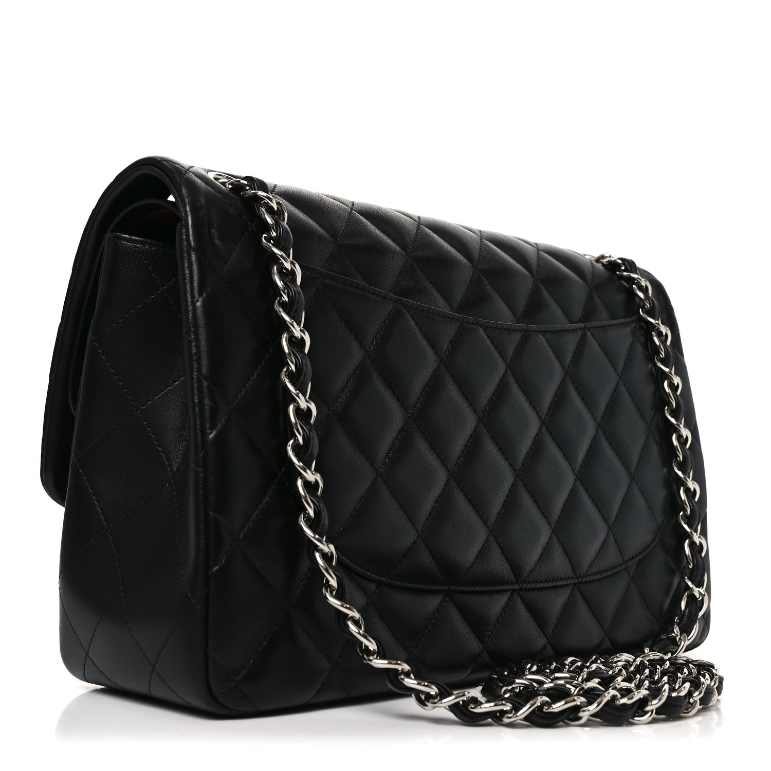 Lambskin Quilted Jumbo Double Flap Black — view 2
