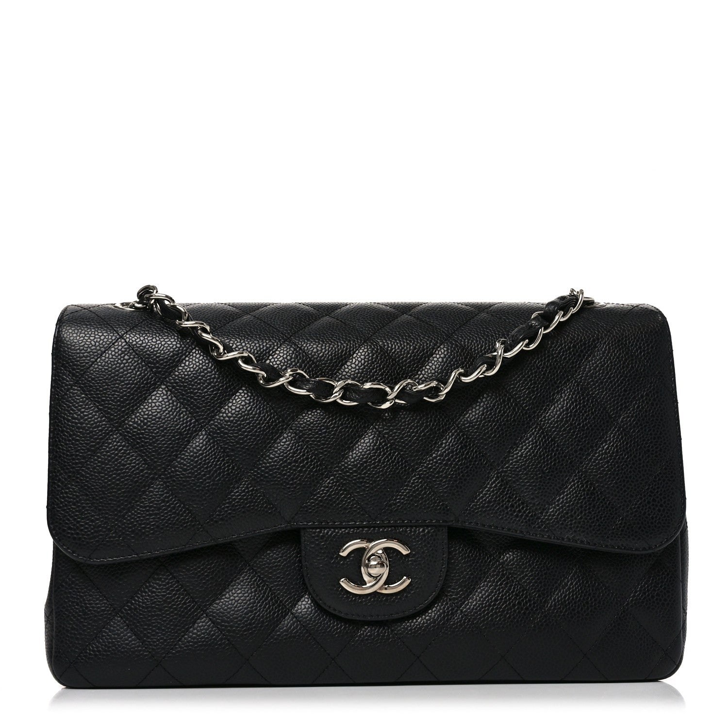 Caviar Quilted Jumbo Double Flap Black