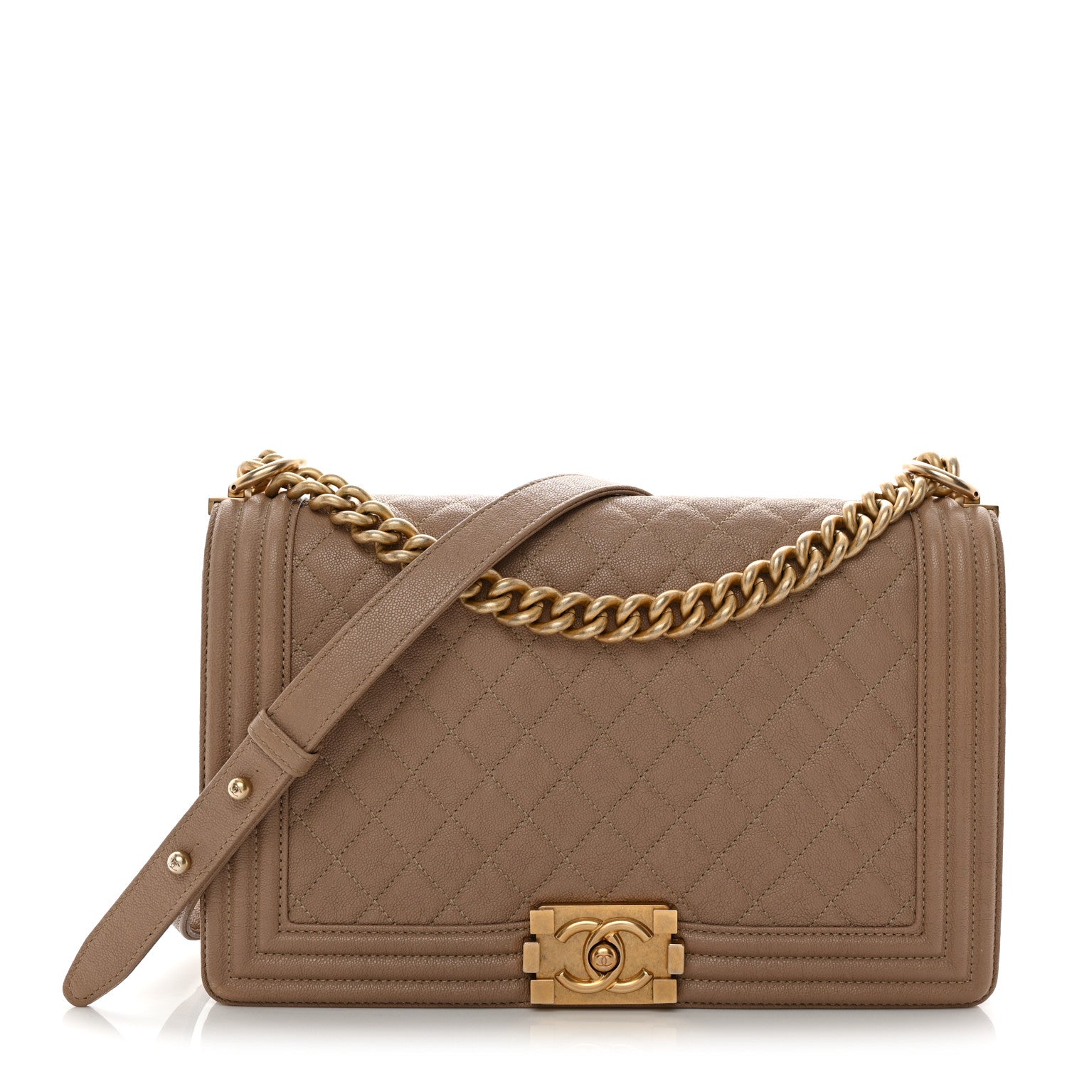 Caviar Quilted New Medium Boy Flap Dark Beige
