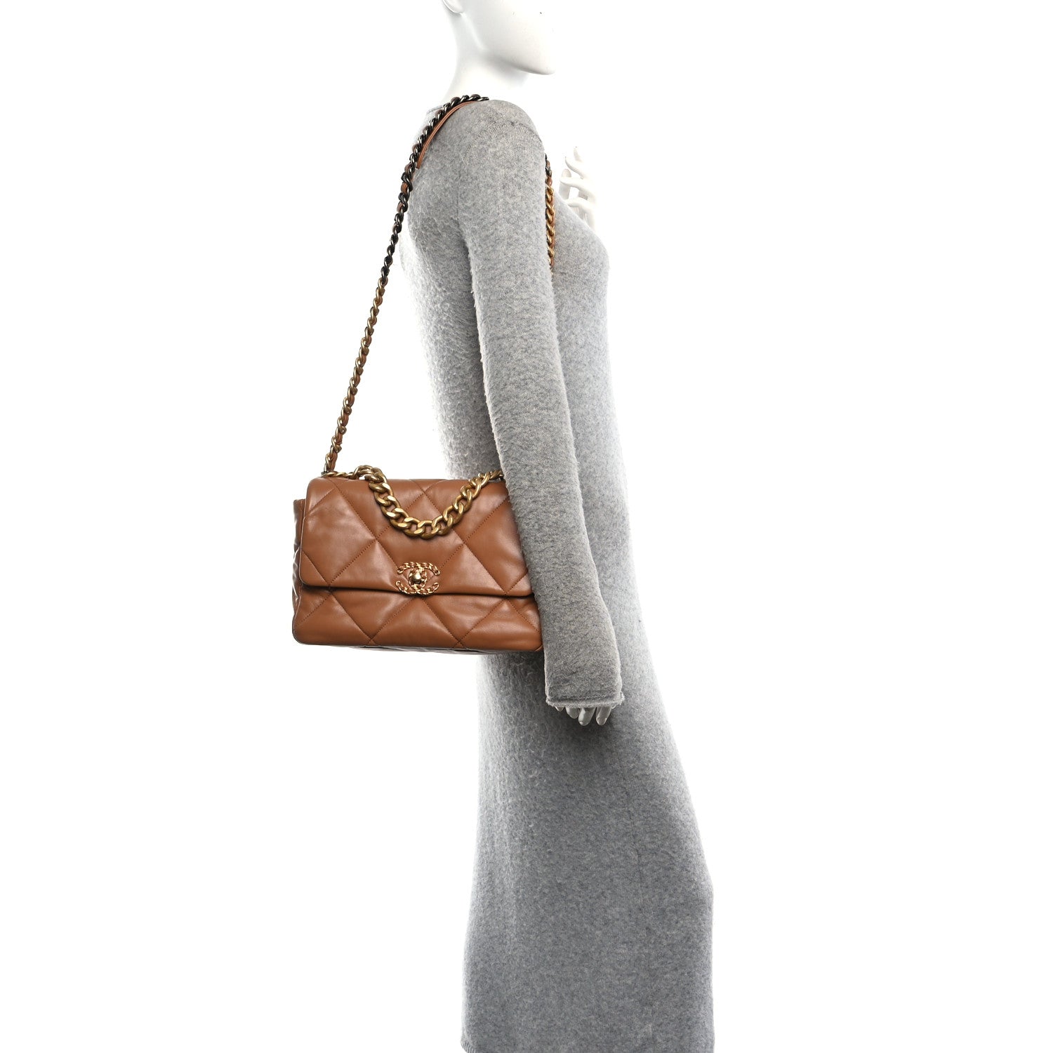 Lambskin Quilted Large Chanel 19 Flap Brown — view 2