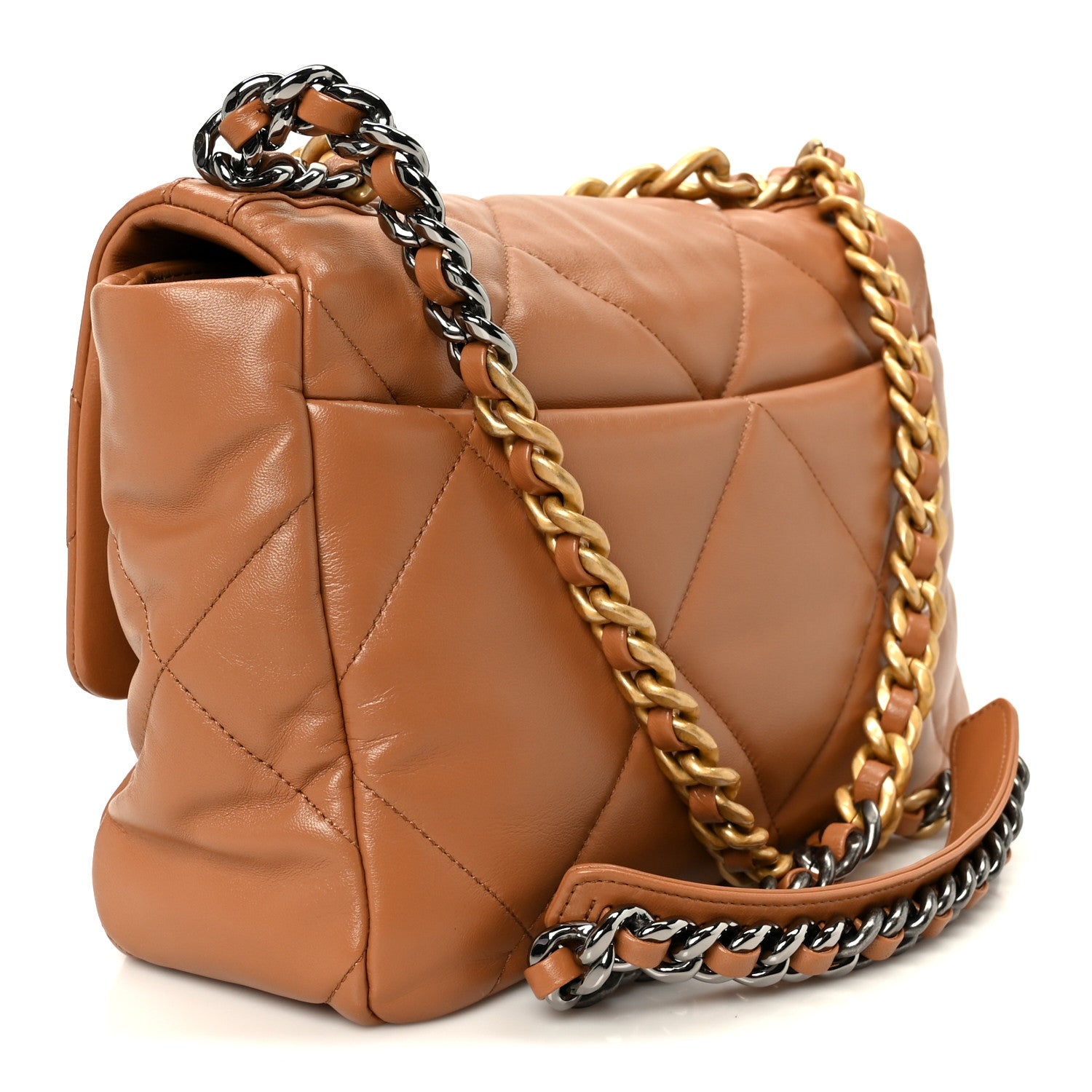 Lambskin Quilted Large Chanel 19 Flap Brown — view 3