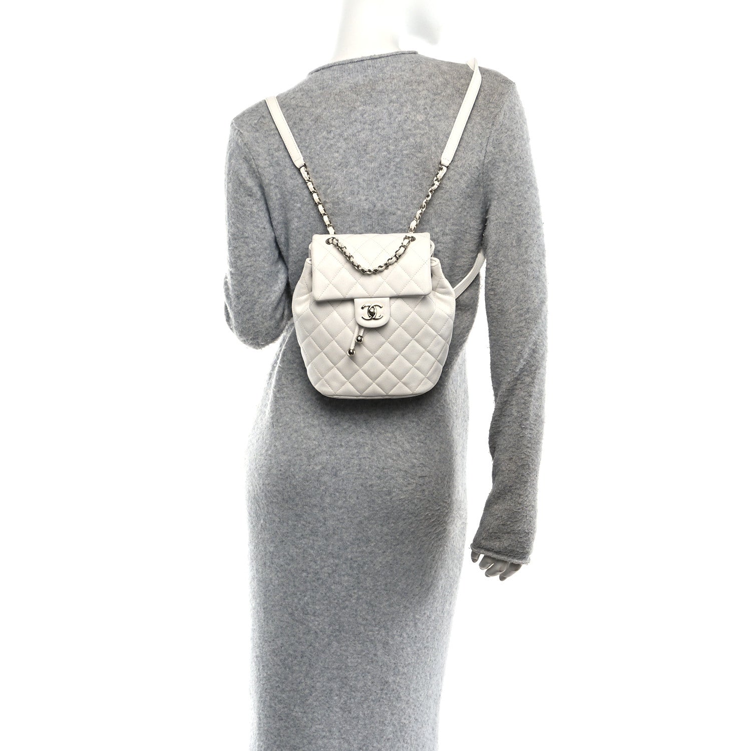 Caviar Quilted Mini Urban Spirit Backpack White — view 2