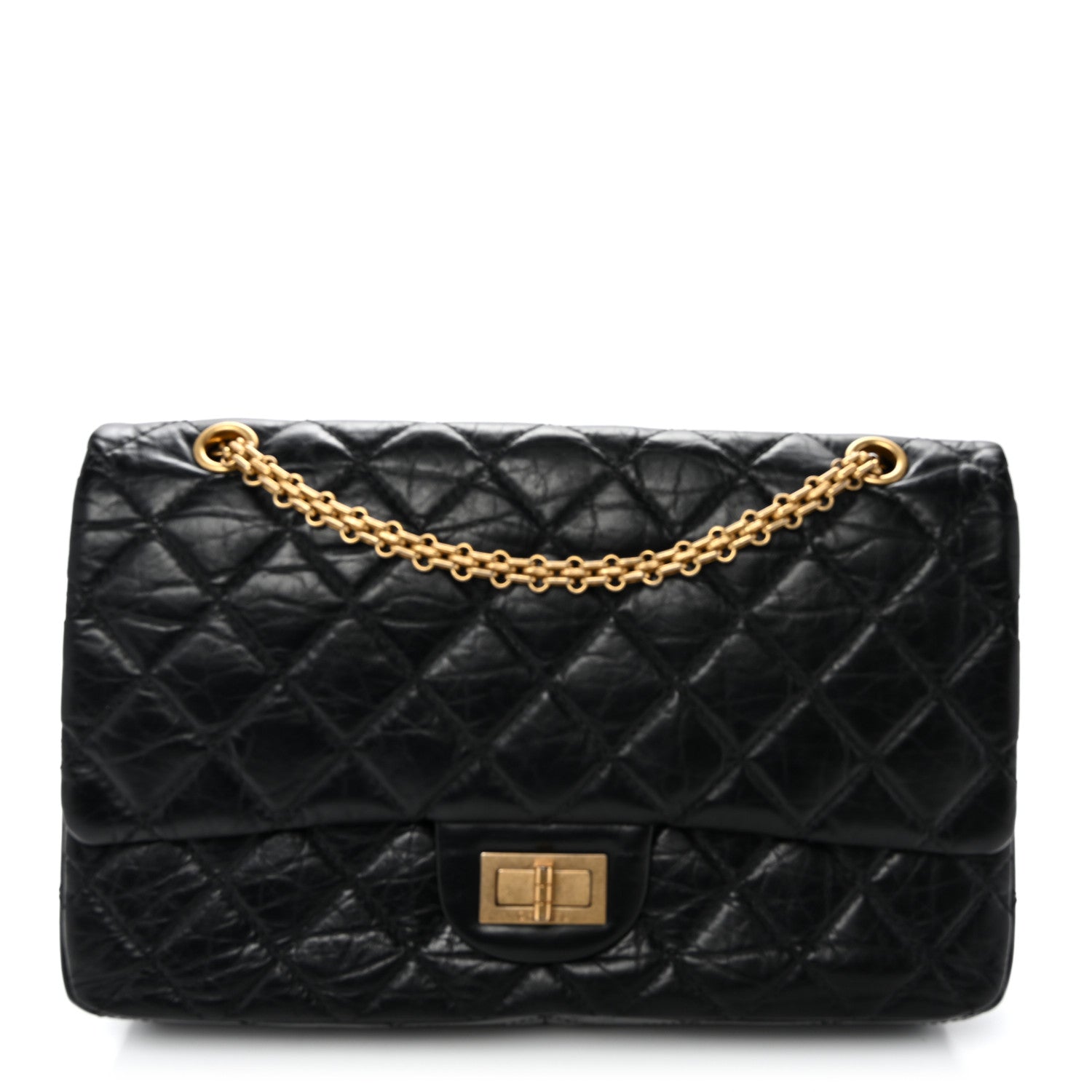 Aged Calfskin Quilted 2.55 Reissue 227 Flap Black