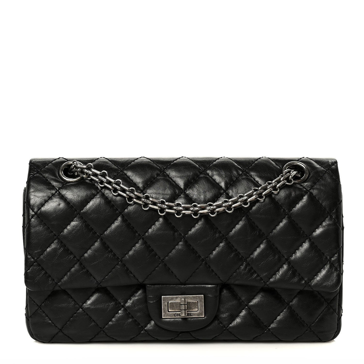 Aged Calfskin Quilted 2.55 Reissue 225 Flap Black