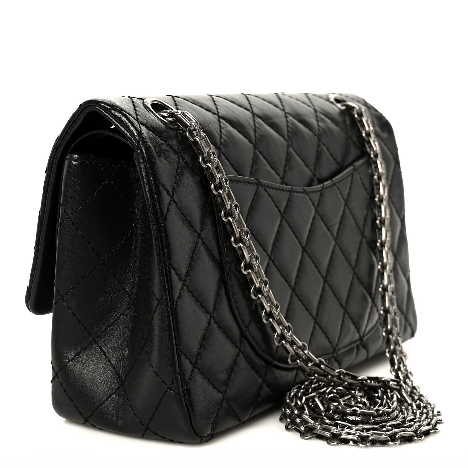 Aged Calfskin Quilted 2.55 Reissue 225 Flap Black — view 3