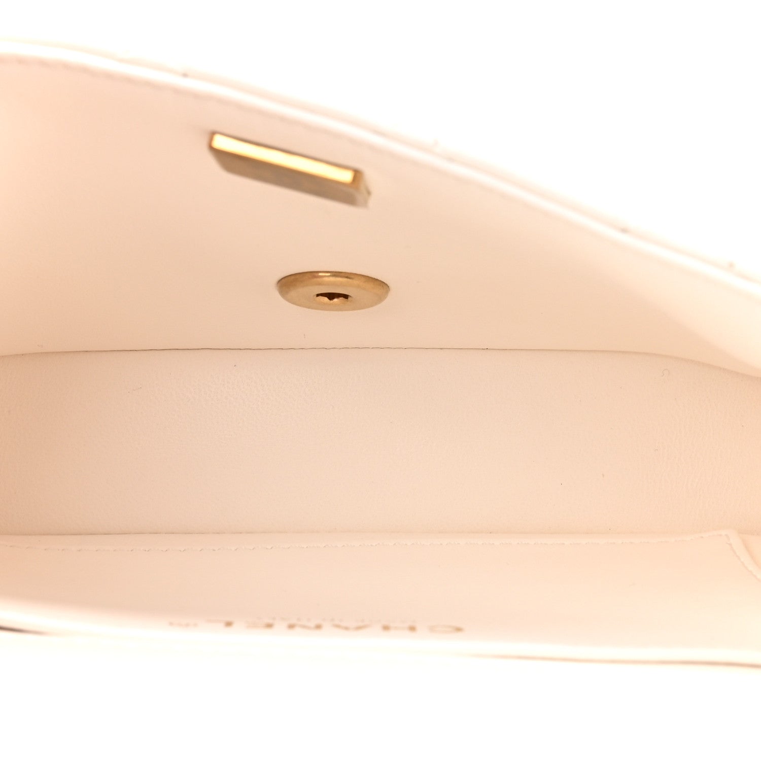 Shiny Lambskin Quilted Pearl Twist Mini Square Flap White — view 5