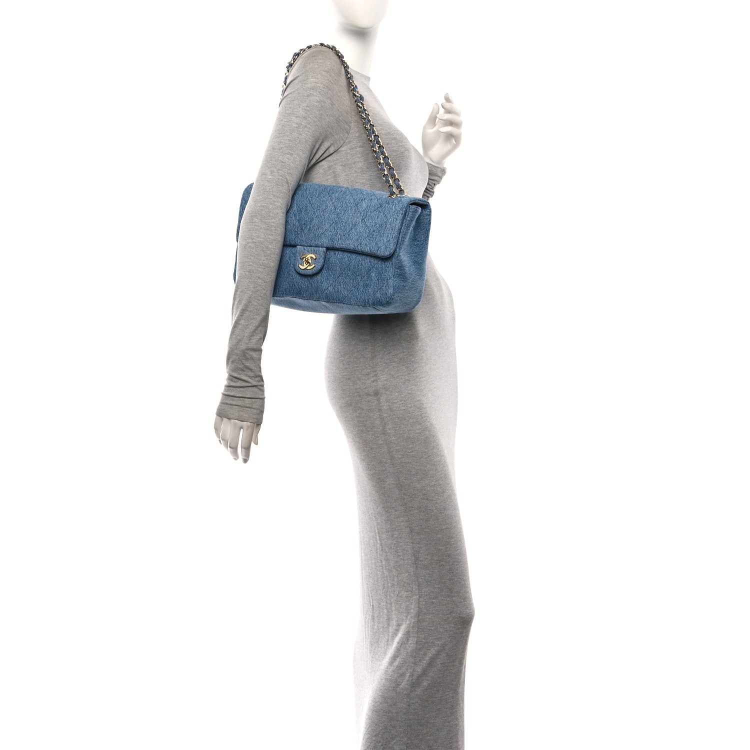 Denim Small Souplissimo Maxi Flap Blue — view 2
