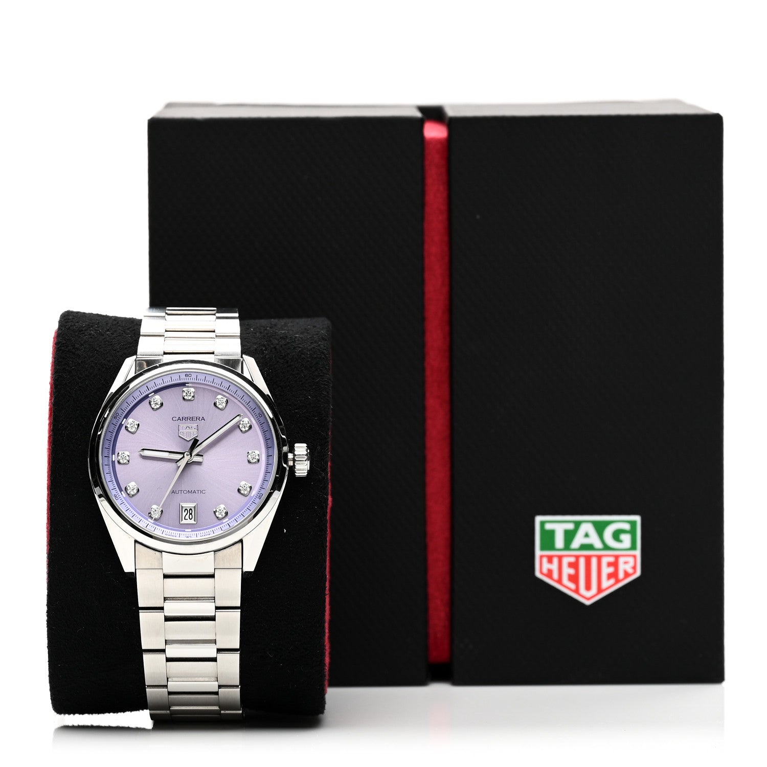 Stainless Steel Diamond 36mm Carrera Date Automatic Watch Purple WBN2319 — view 5