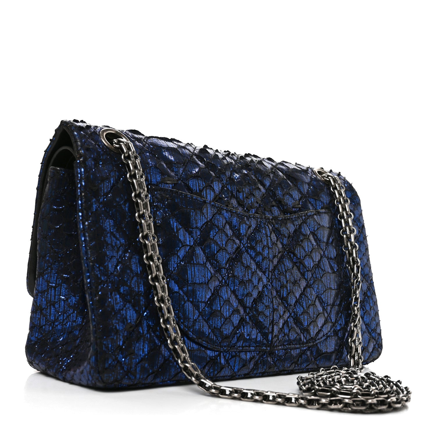 Metallic Snakeskin 2.55 Reissue 225 Flap Blue — view 3