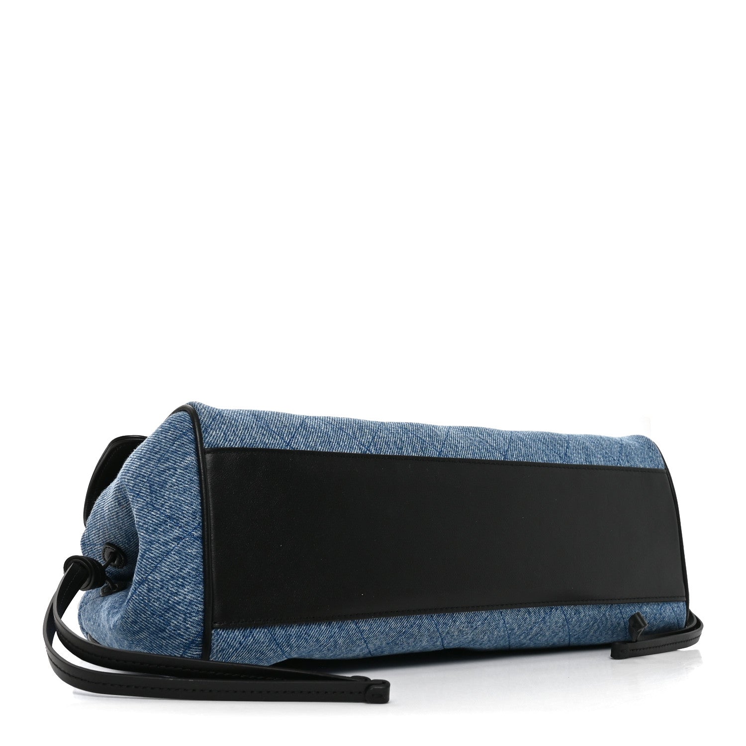 Calfskin Denim Stitched Urban Essentials Small Shopping Bag Blue Black — view 4