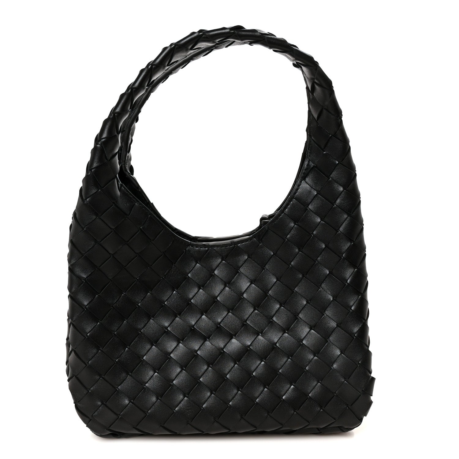 Nappa Intrecciato Small Campana Shoulder Bag Black