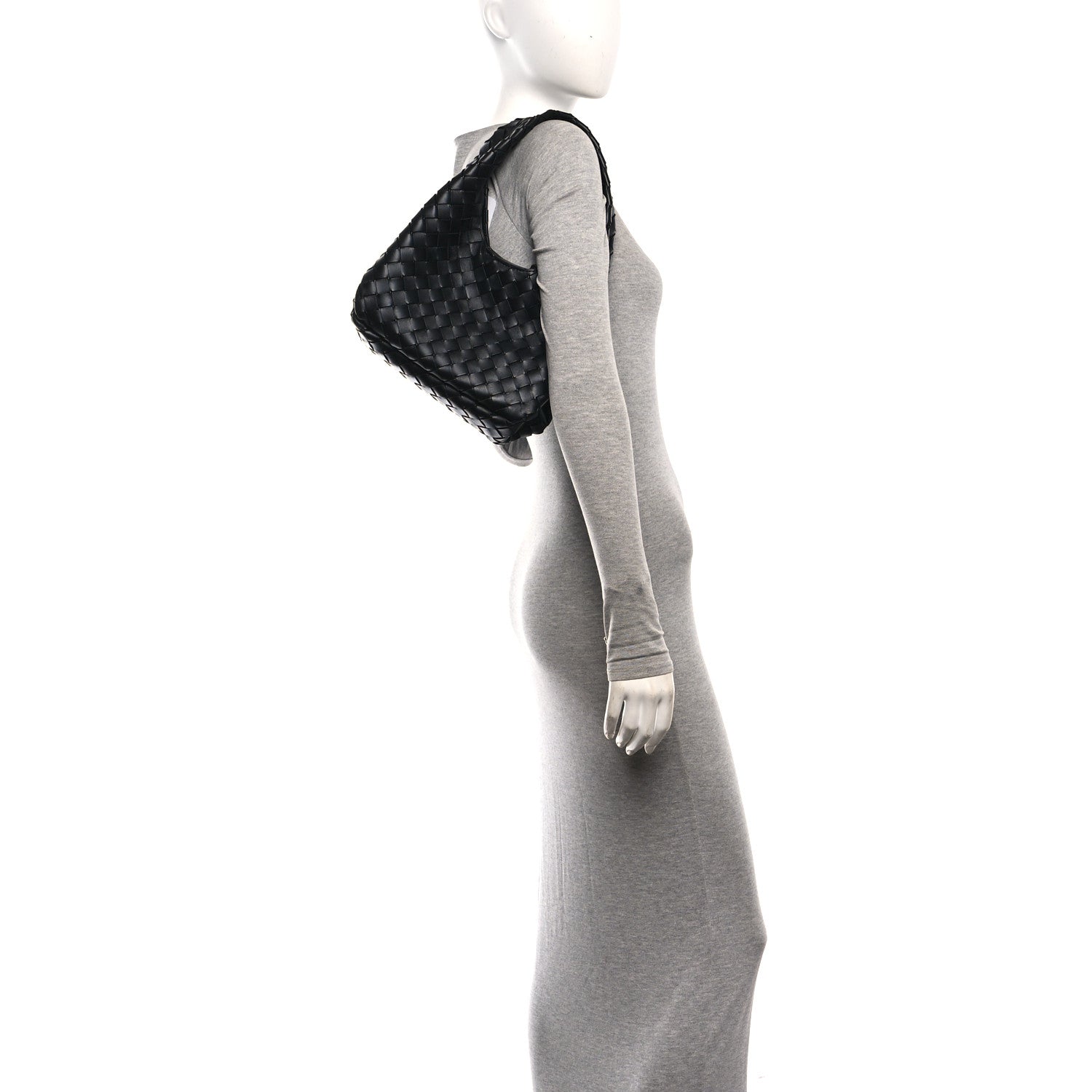 Nappa Intrecciato Small Campana Shoulder Bag Black — view 2
