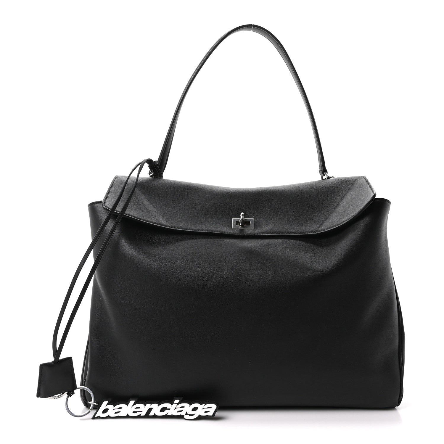 Smooth Calfskin Large Rodeo Top Handle Handbag Black