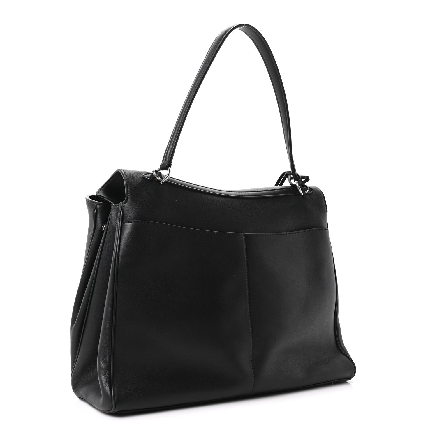 Smooth Calfskin Large Rodeo Top Handle Handbag Black — view 2