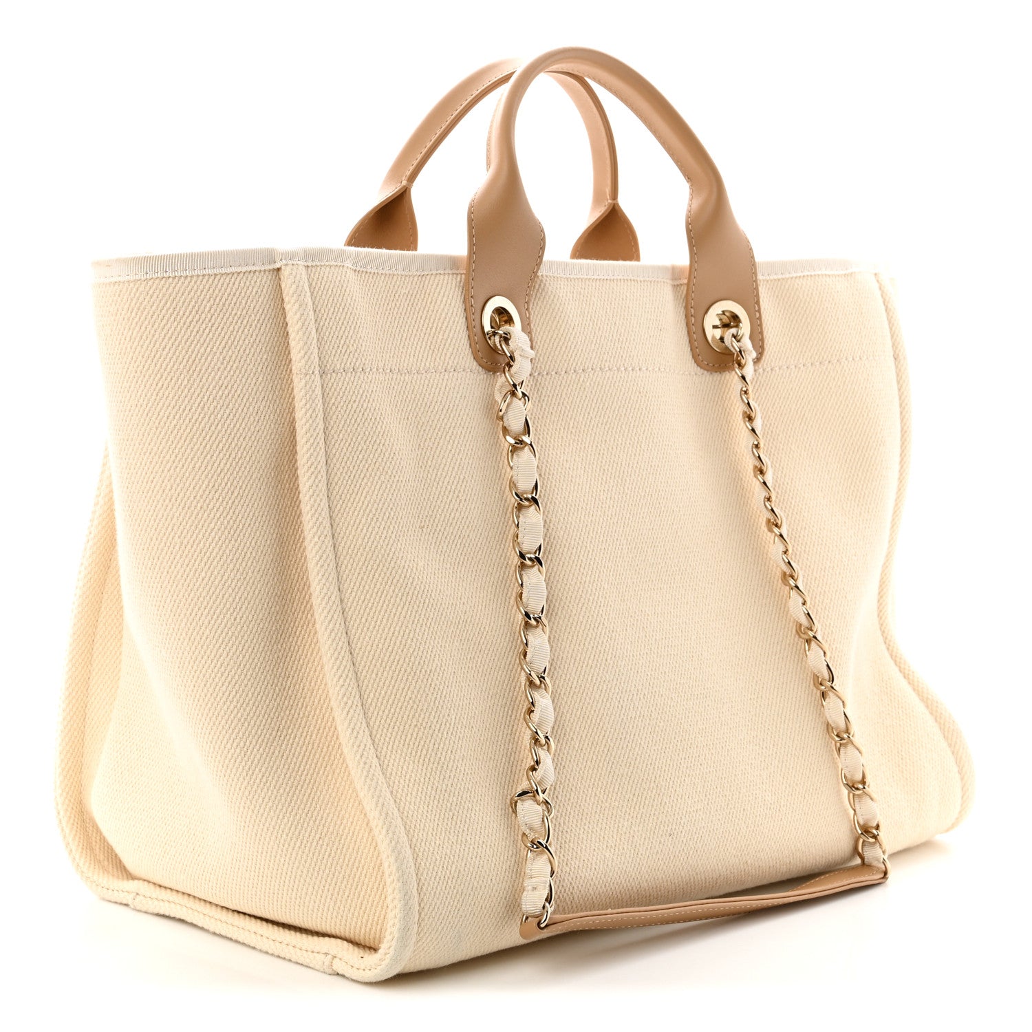 Canvas Pearl Medium Deauville Tote Ecru Beige — view 3