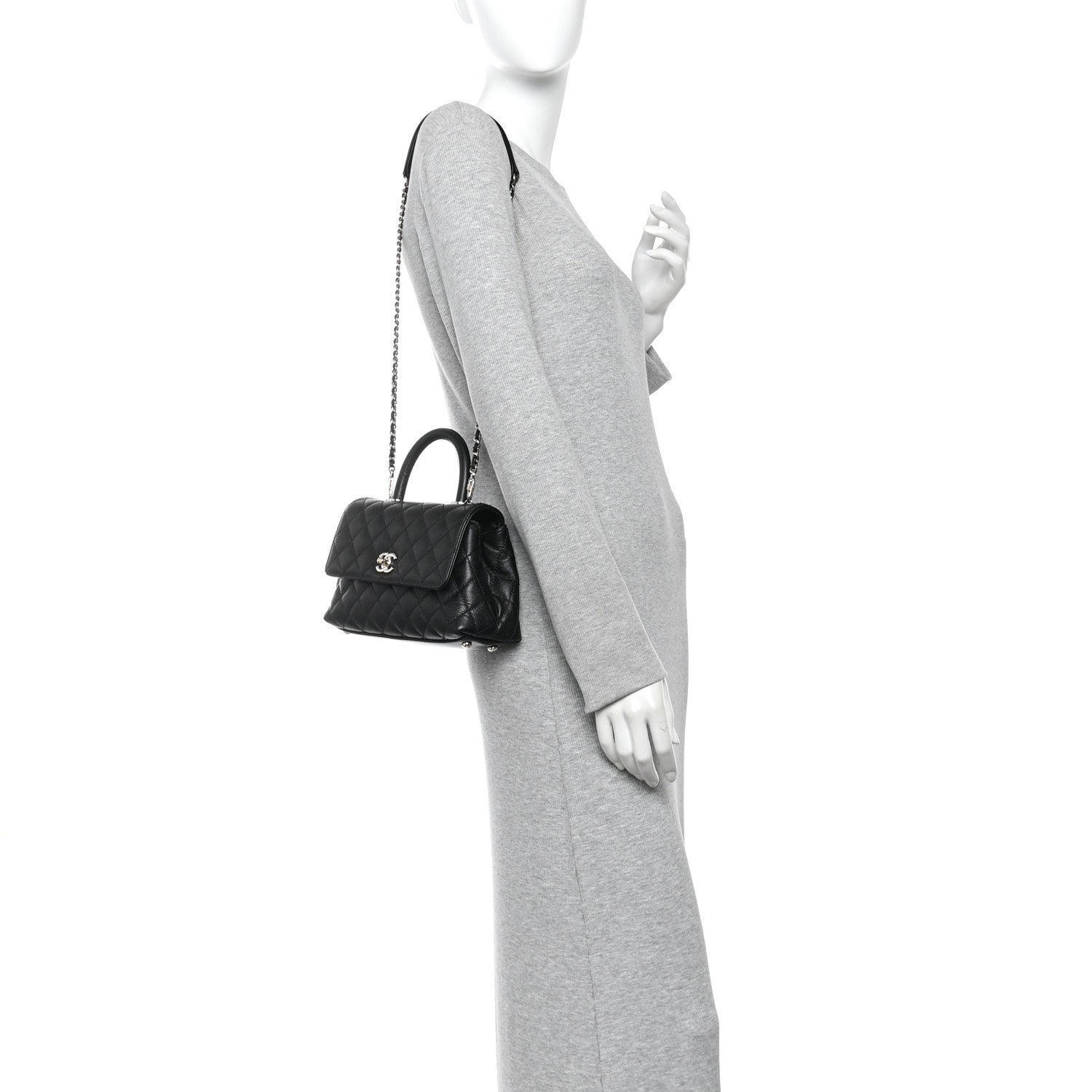 Caviar Quilted Mini Coco Handle Flap Black — view 2