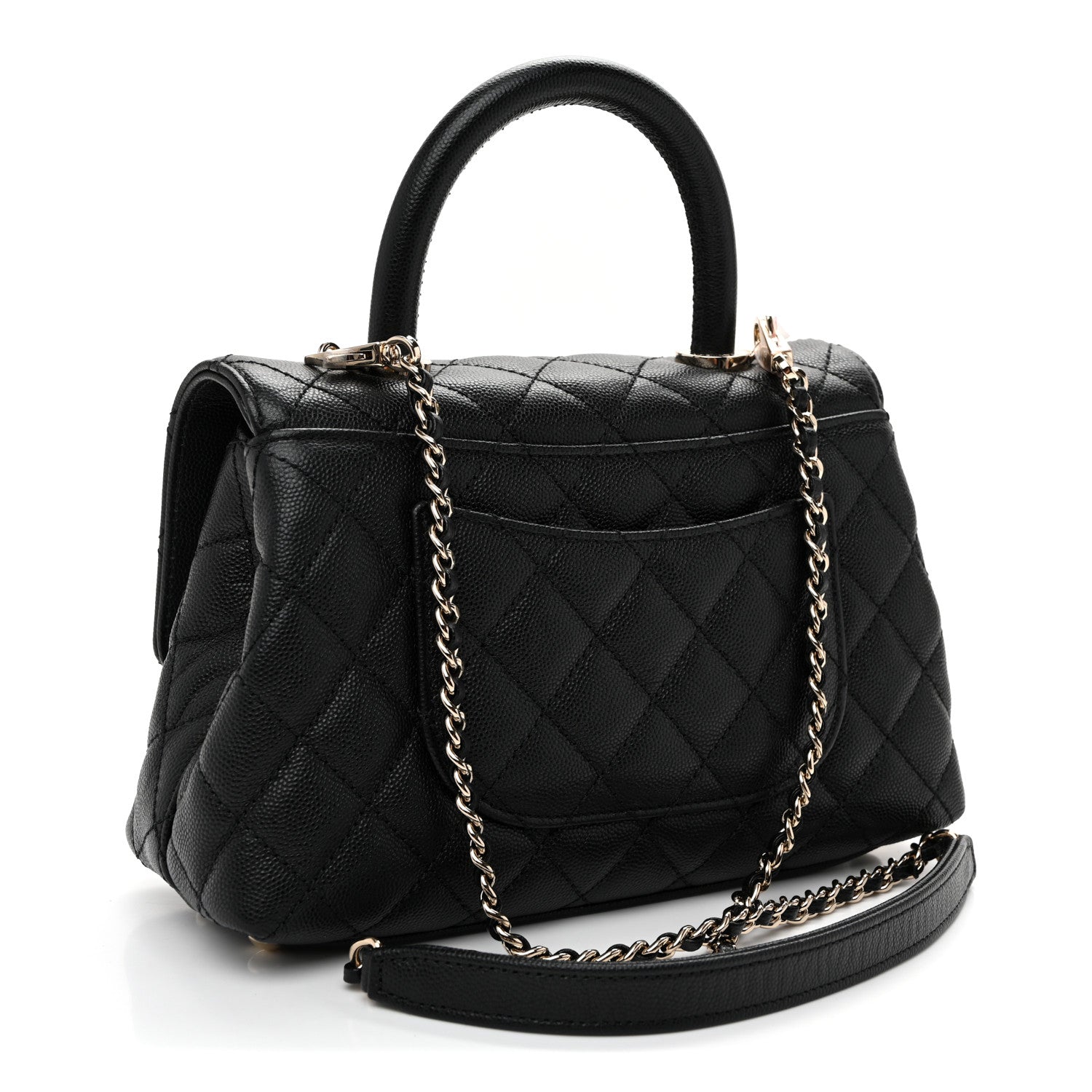 Caviar Quilted Mini Coco Handle Flap Black — view 3