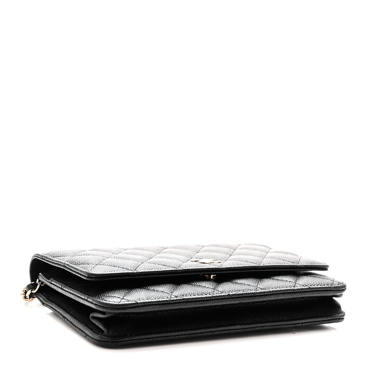 Caviar Quilted Wallet With Charms On Chain WOC Black — view 4
