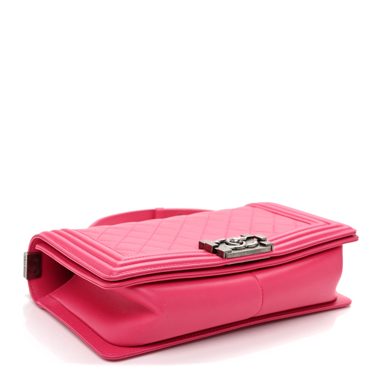 Lambskin Quilted Medium Boy Flap Dark Pink — view 4