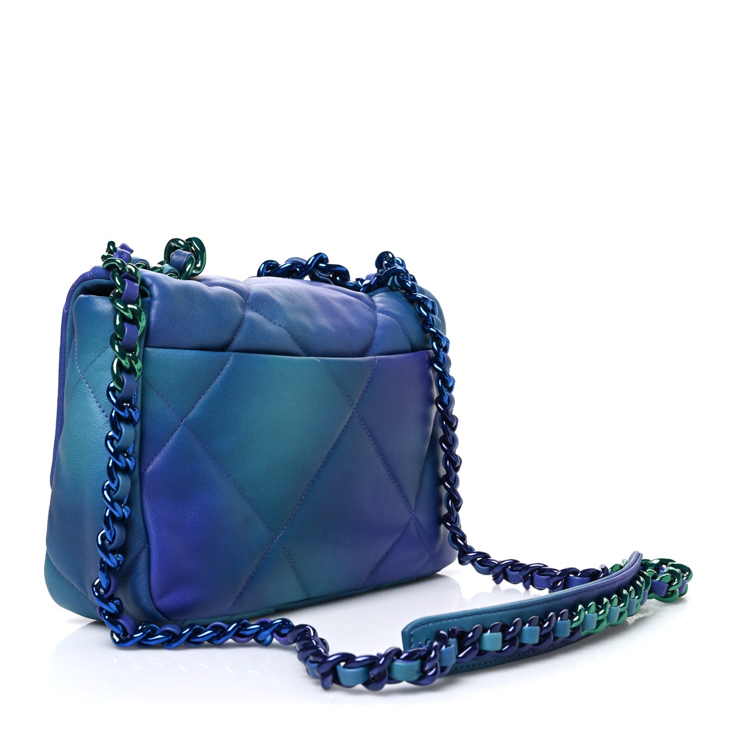Tie Dye Calfskin Quilted Medium Chanel 19 Flap Blue Purple — view 3