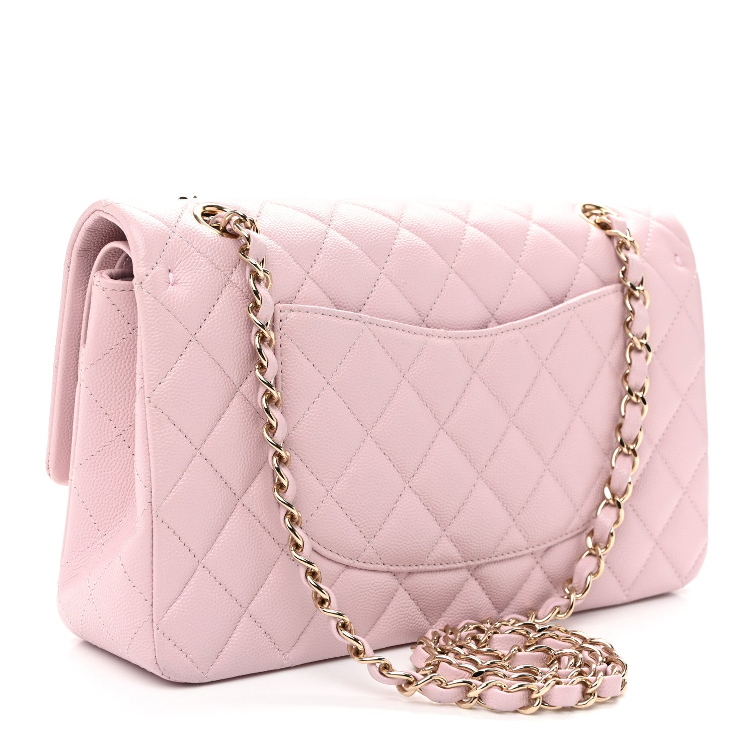 Caviar Quilted Medium Double Flap Light Pink — view 3