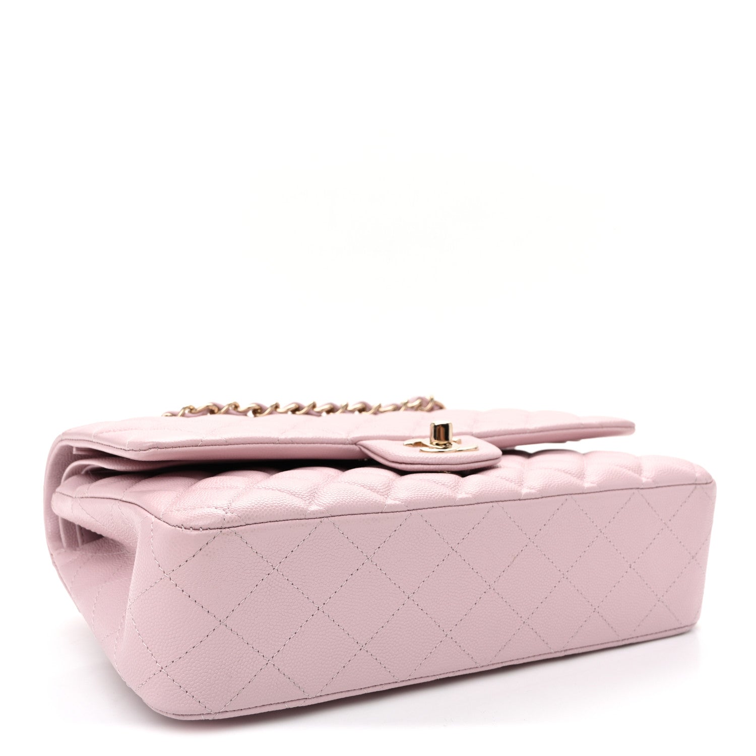 Caviar Quilted Medium Double Flap Light Pink — view 4