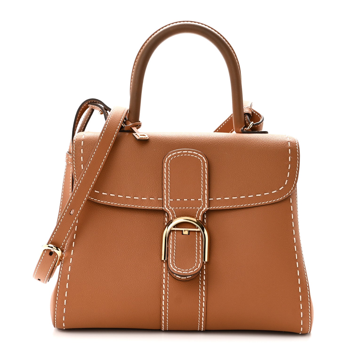 Grained Calfskin Rodeo Surpique MM Brillant Satchel Vegetal Ivory