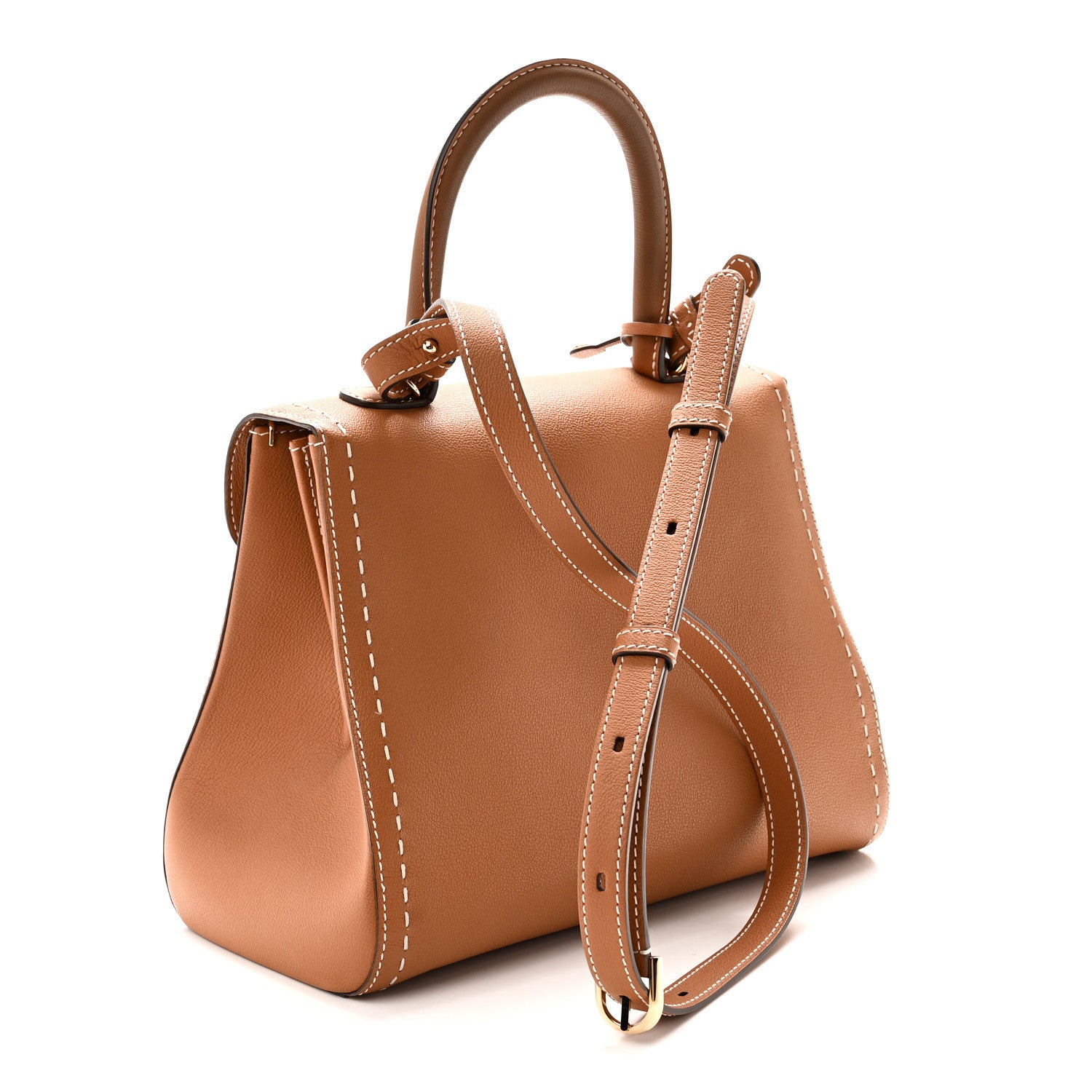 Grained Calfskin Rodeo Surpique MM Brillant Satchel Vegetal Ivory — view 3