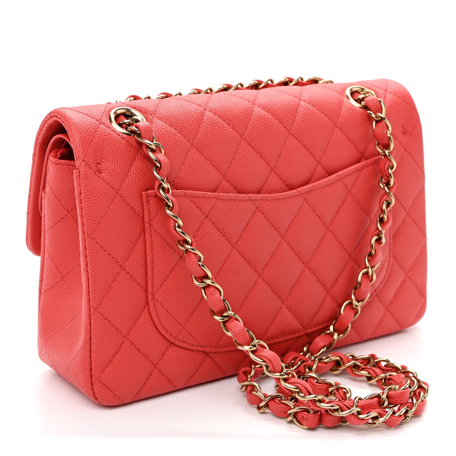 Caviar Quilted Small Double Flap Red Red — view 3