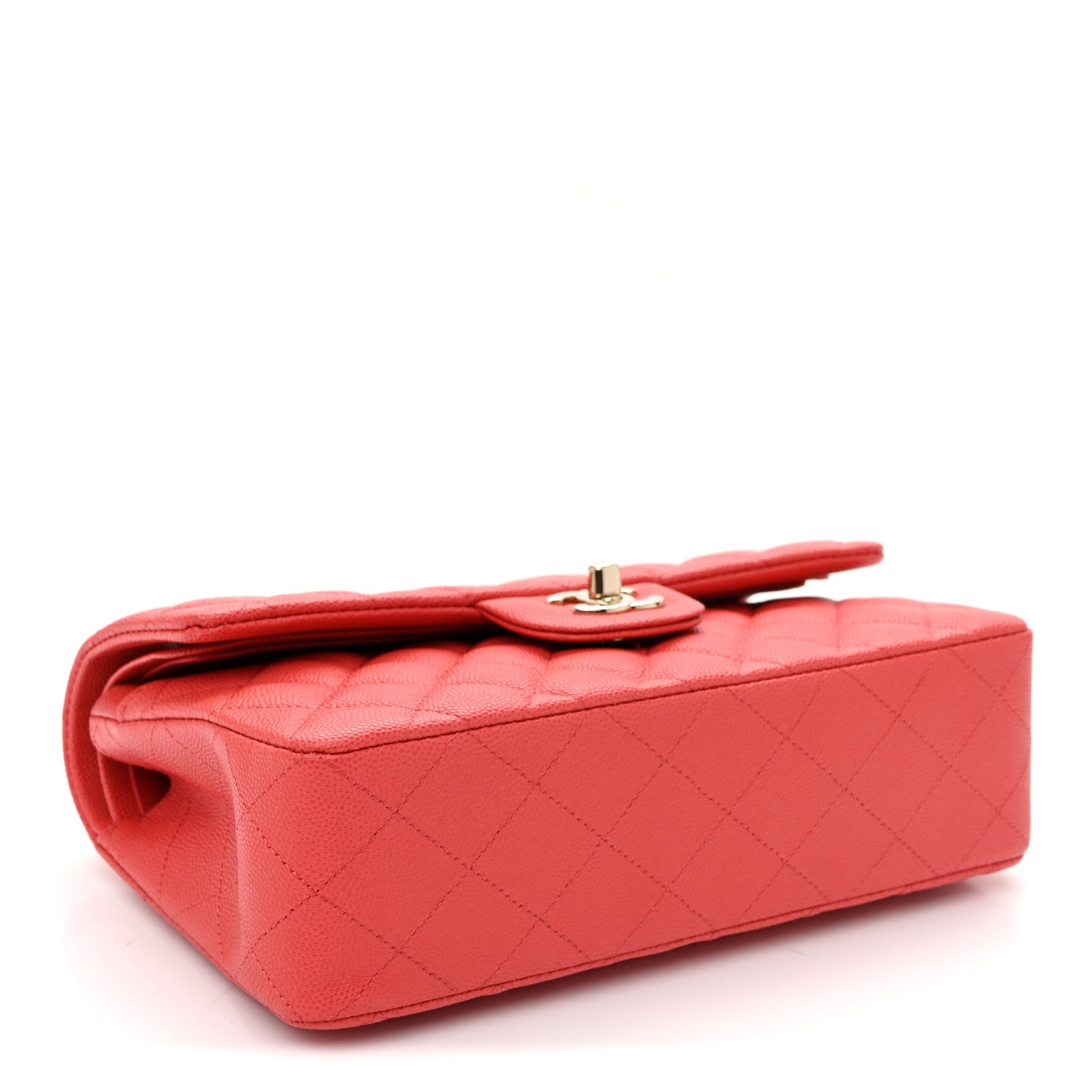 Caviar Quilted Small Double Flap Red Red — view 4