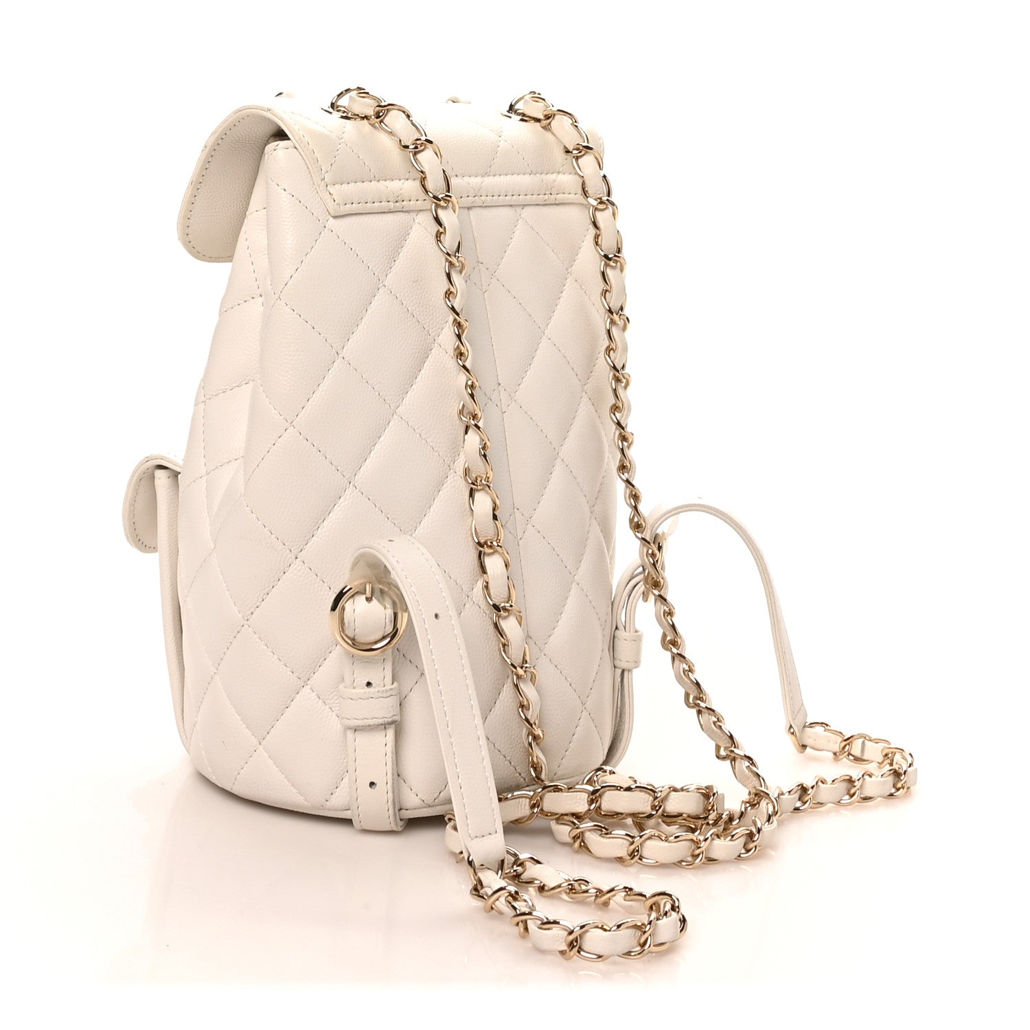 Caviar Quilted Pockets Backpack White — view 3