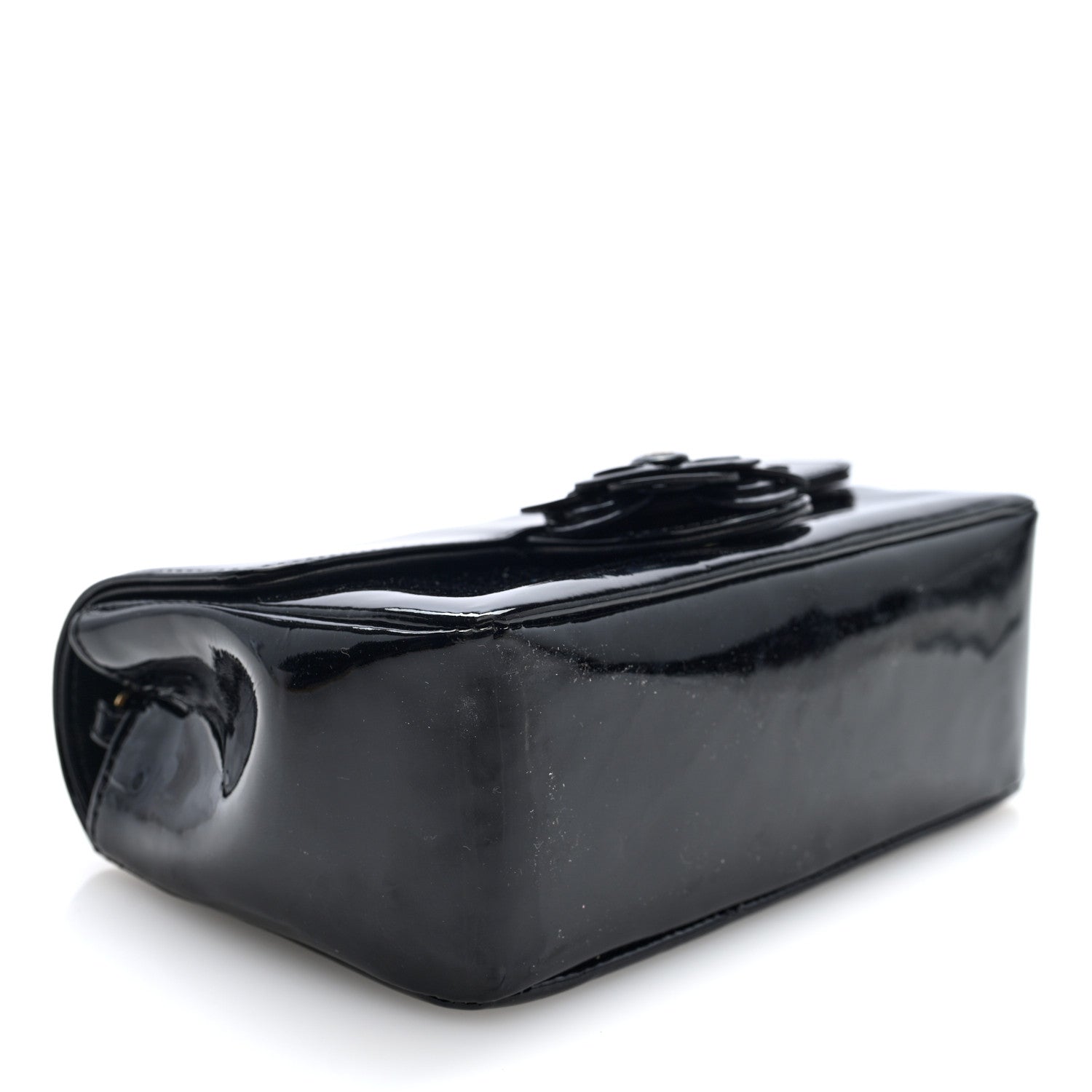 Patent Calfskin Small Camellia Flap Black — view 4