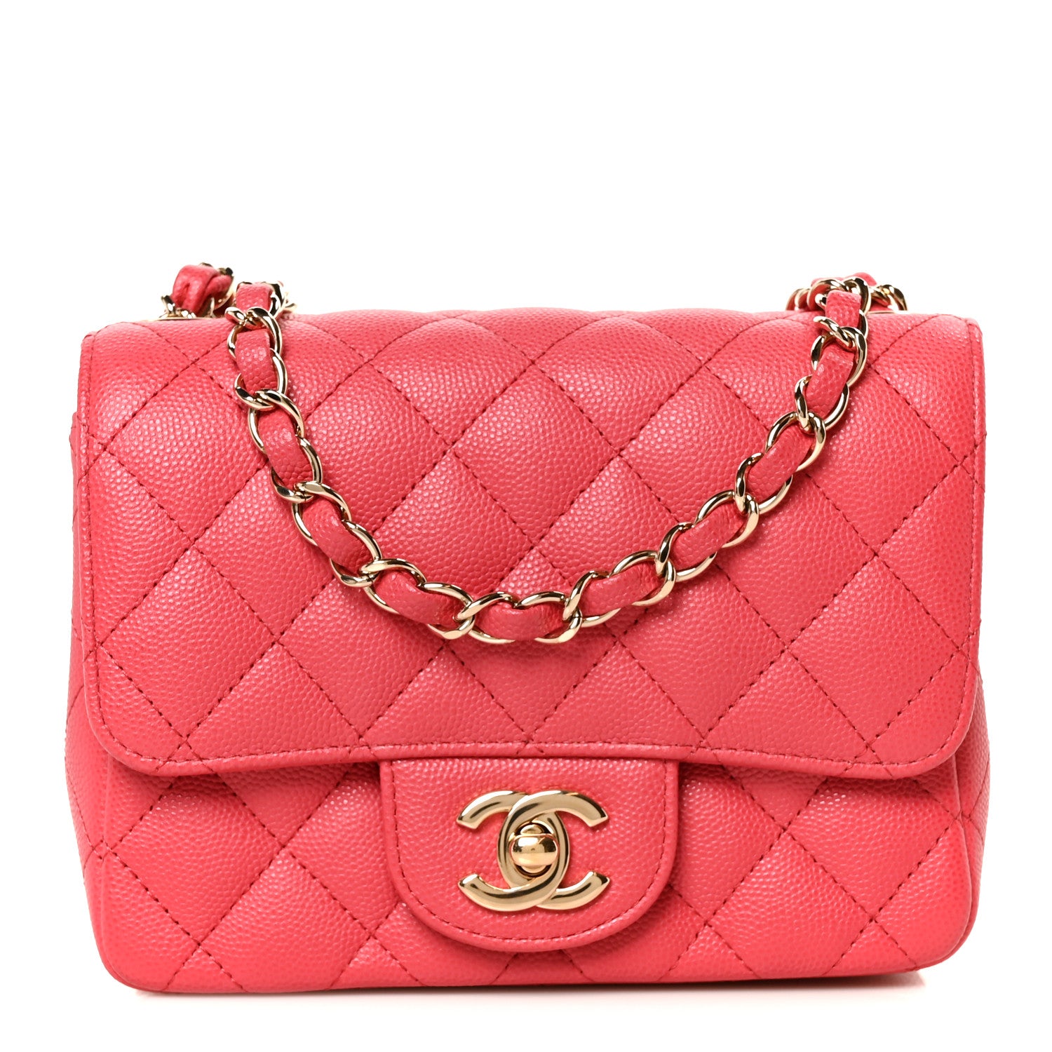 Caviar Quilted Mini Square Flap Pink — view 1