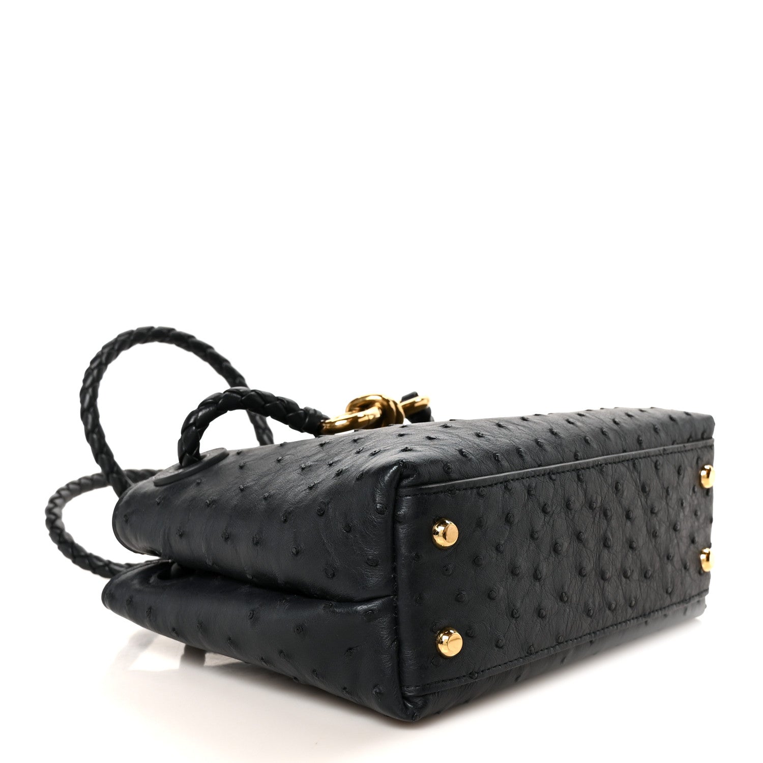 Ostrich Mini Andiamo Shoulder Bag Dark Blue — view 4