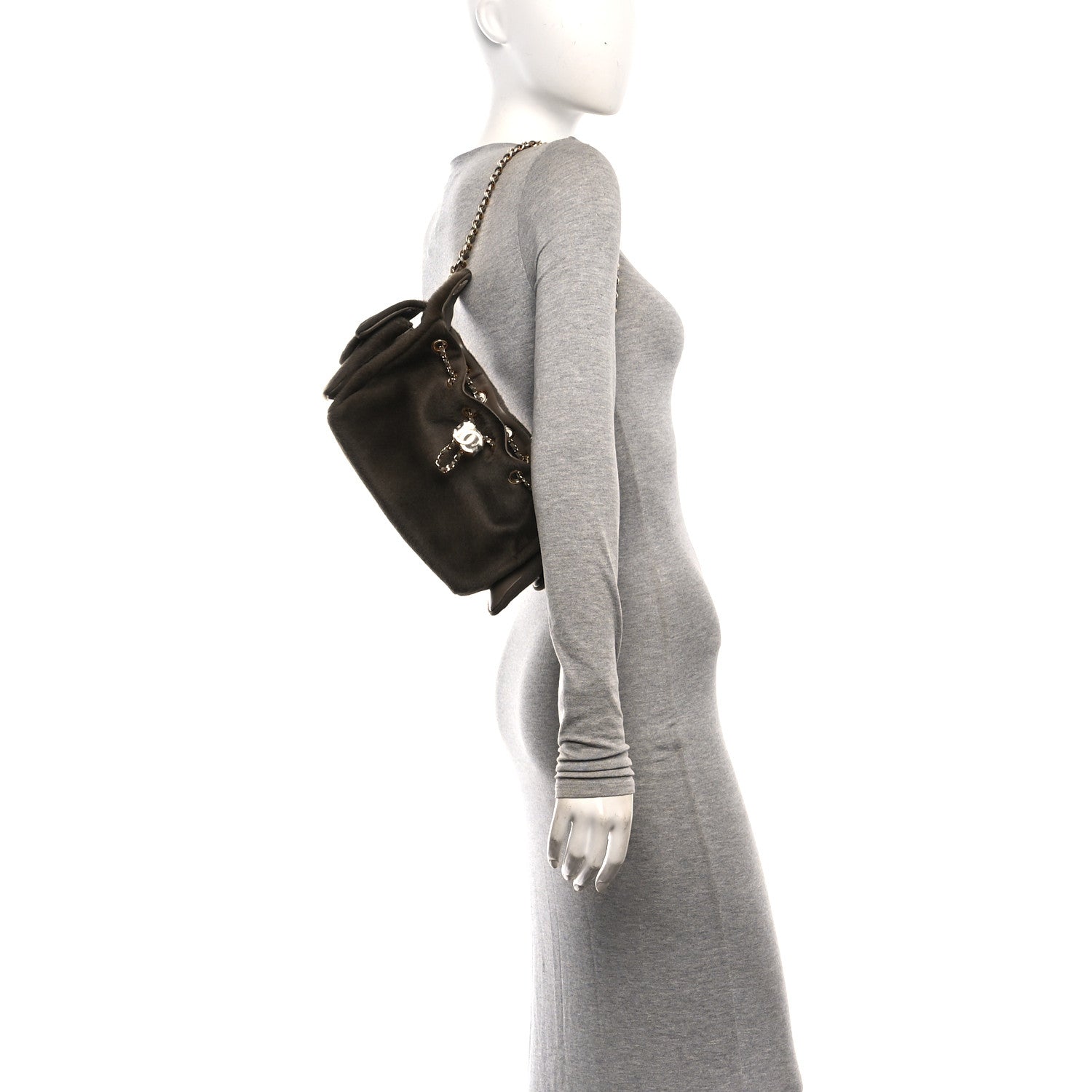 Pony Hair Mini Chanel 25 Handbag Dark Khaki — view 2