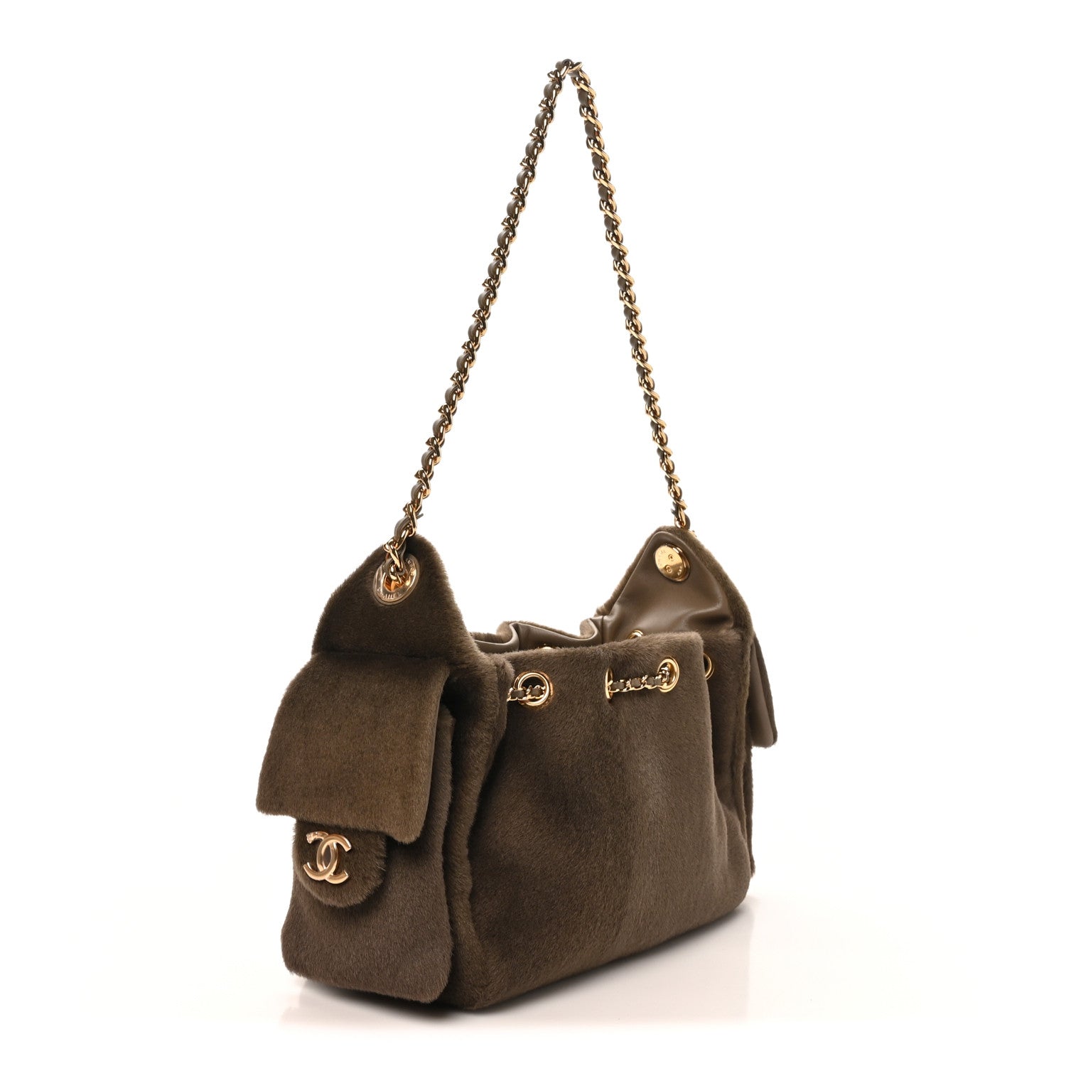 Pony Hair Mini Chanel 25 Handbag Dark Khaki — view 3