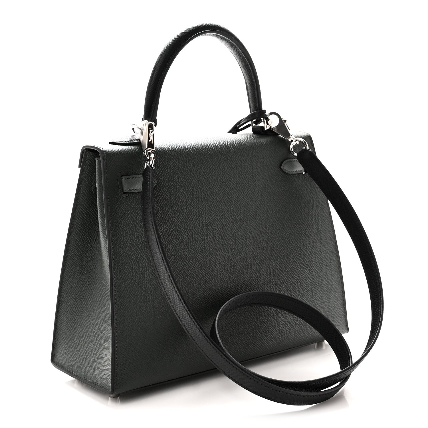 Epsom Tri-Color Kelly Sellier 25 Vert Mangrove Vert Amande Black — view 3