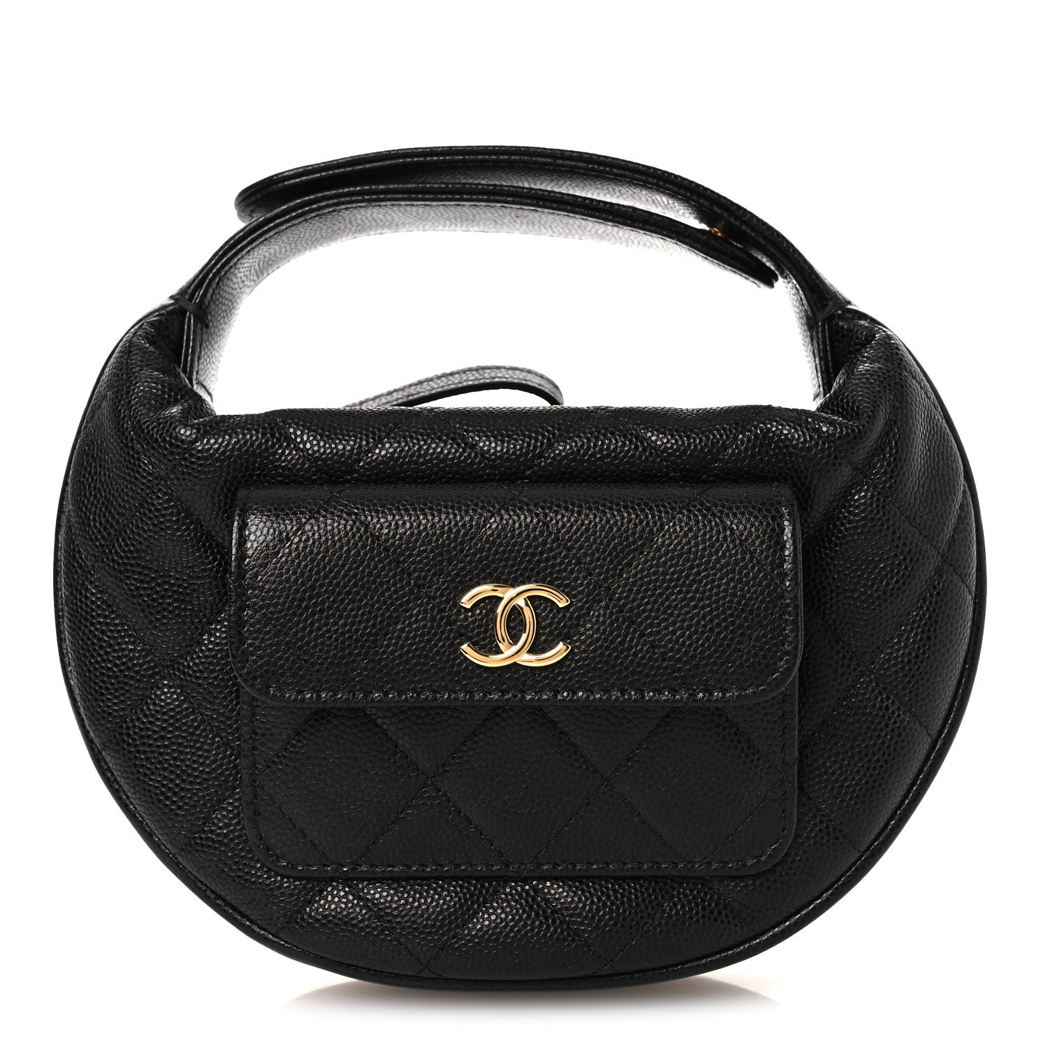 Caviar Quilted Polly Pocket Pouch Hobo Black