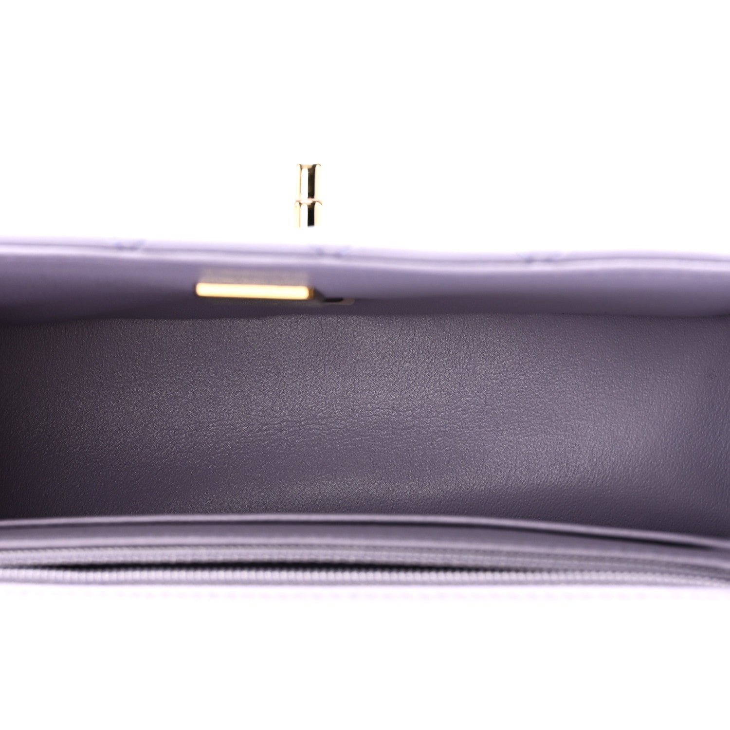 Lambskin Quilted Mini Top Handle Rectangular Flap Light Purple — view 5