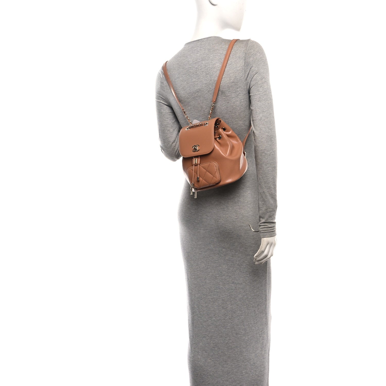 Caviar Quilted Mini Business Affinity Backpack Brown — view 2