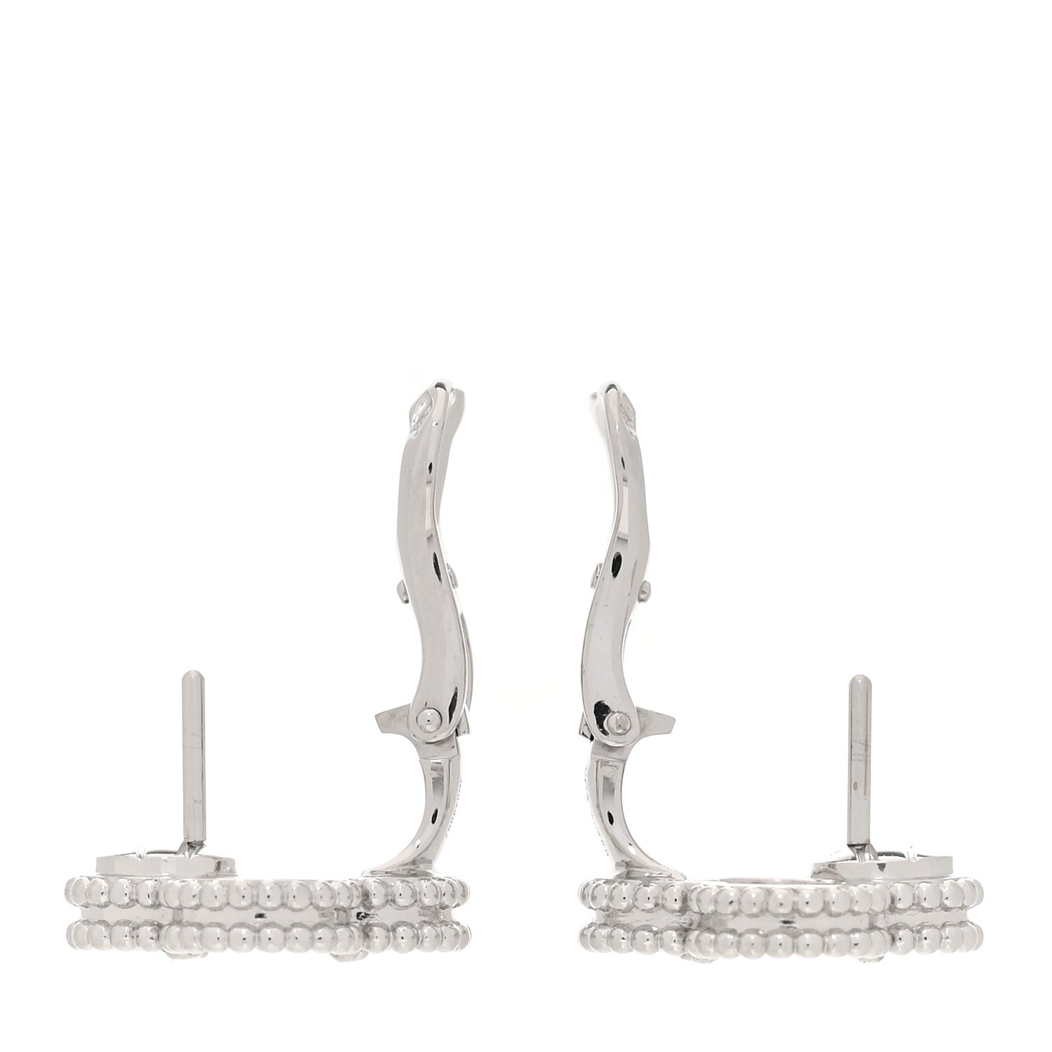 18K White Gold Mother of Pearl Vintage Alhambra Earrings — view 3