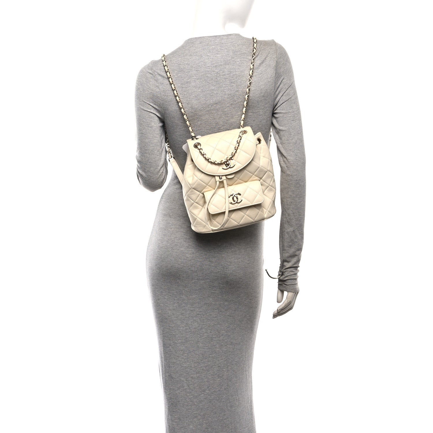 Caviar Quilted Backpack Bag White — view 2