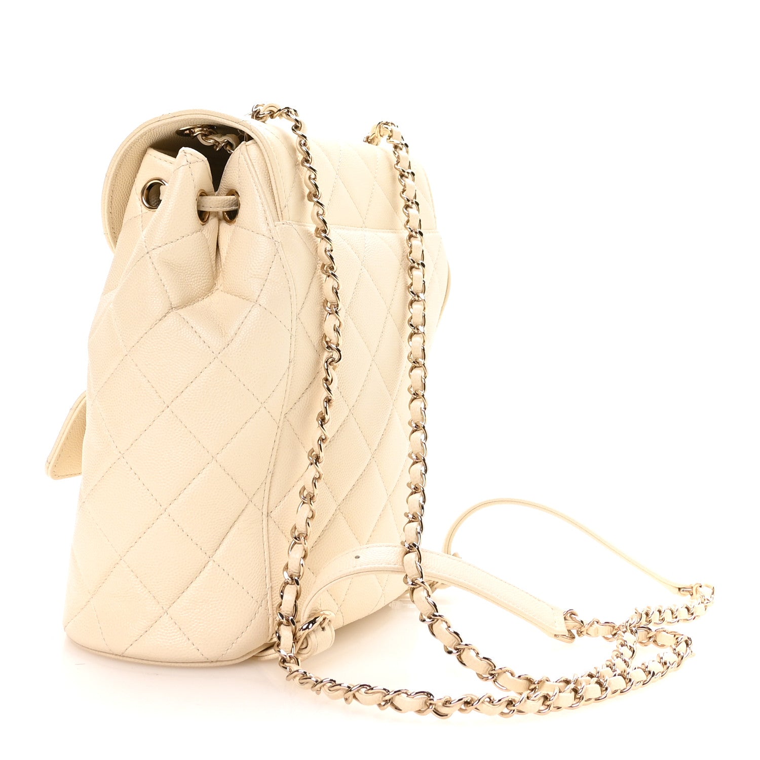 Caviar Quilted Backpack Bag White — view 3