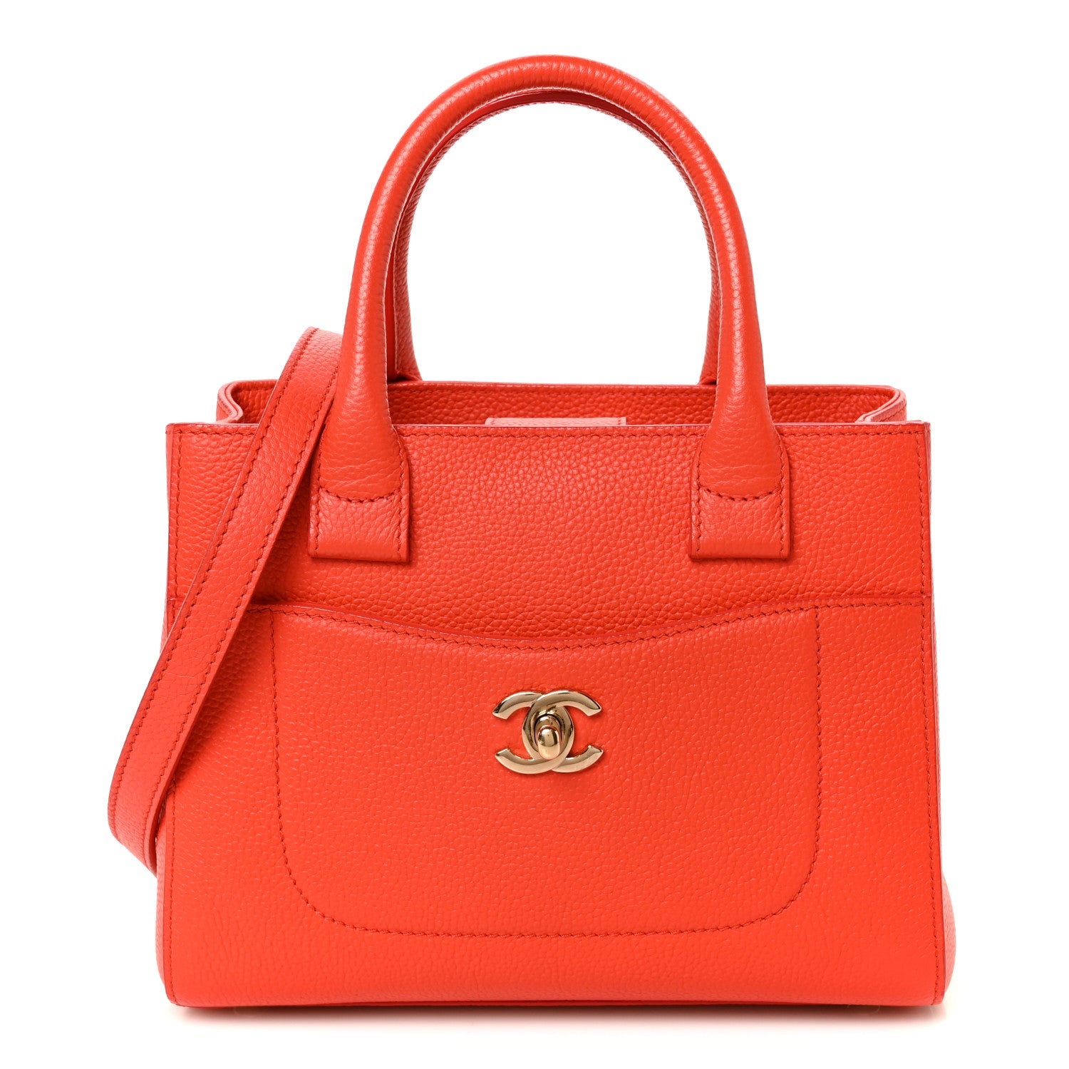Grained Calfskin Mini Neo Executive Shopper Tote Red