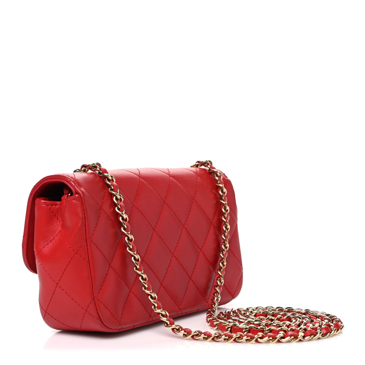 Lambskin Quilted Extra Mini V For Victory Flap Red — view 3