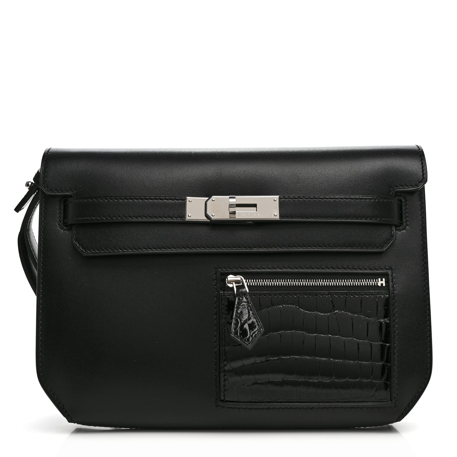 Swift Shiny Niloticus Crocodile Kelly Depeches 25 Pouch Black