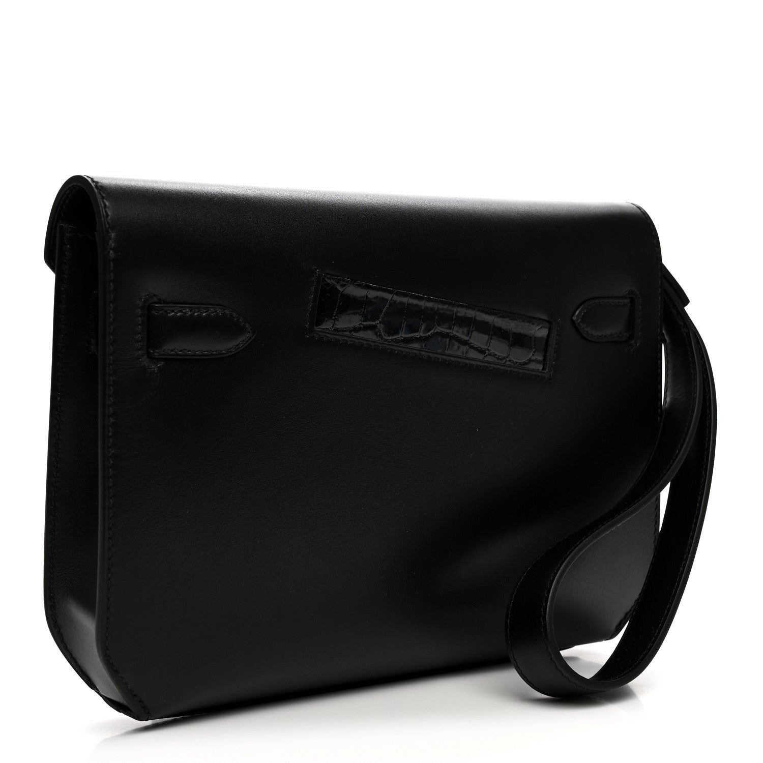 Swift Shiny Niloticus Crocodile Kelly Depeches 25 Pouch Black — view 3