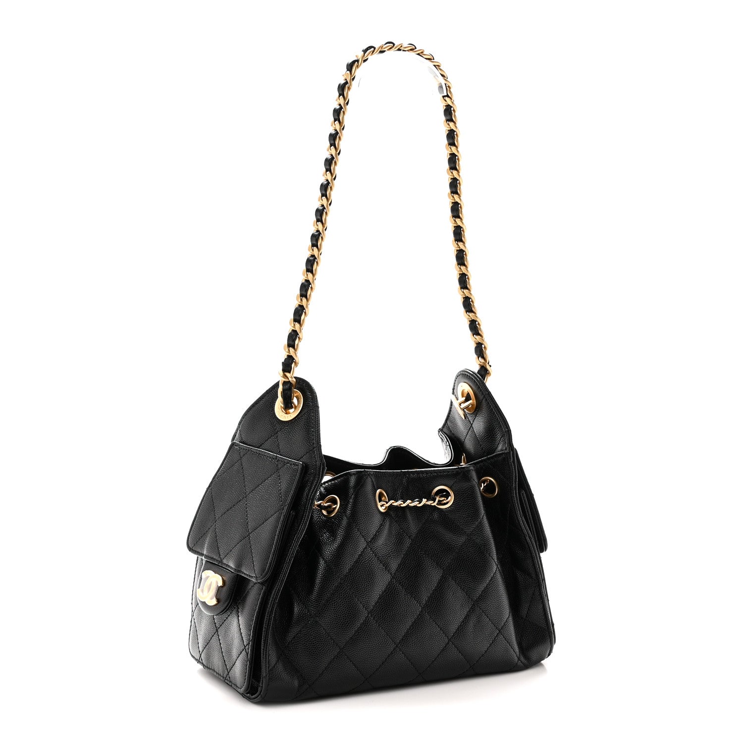 Caviar Quilted Mini Chanel 25 Handbag Black — view 3