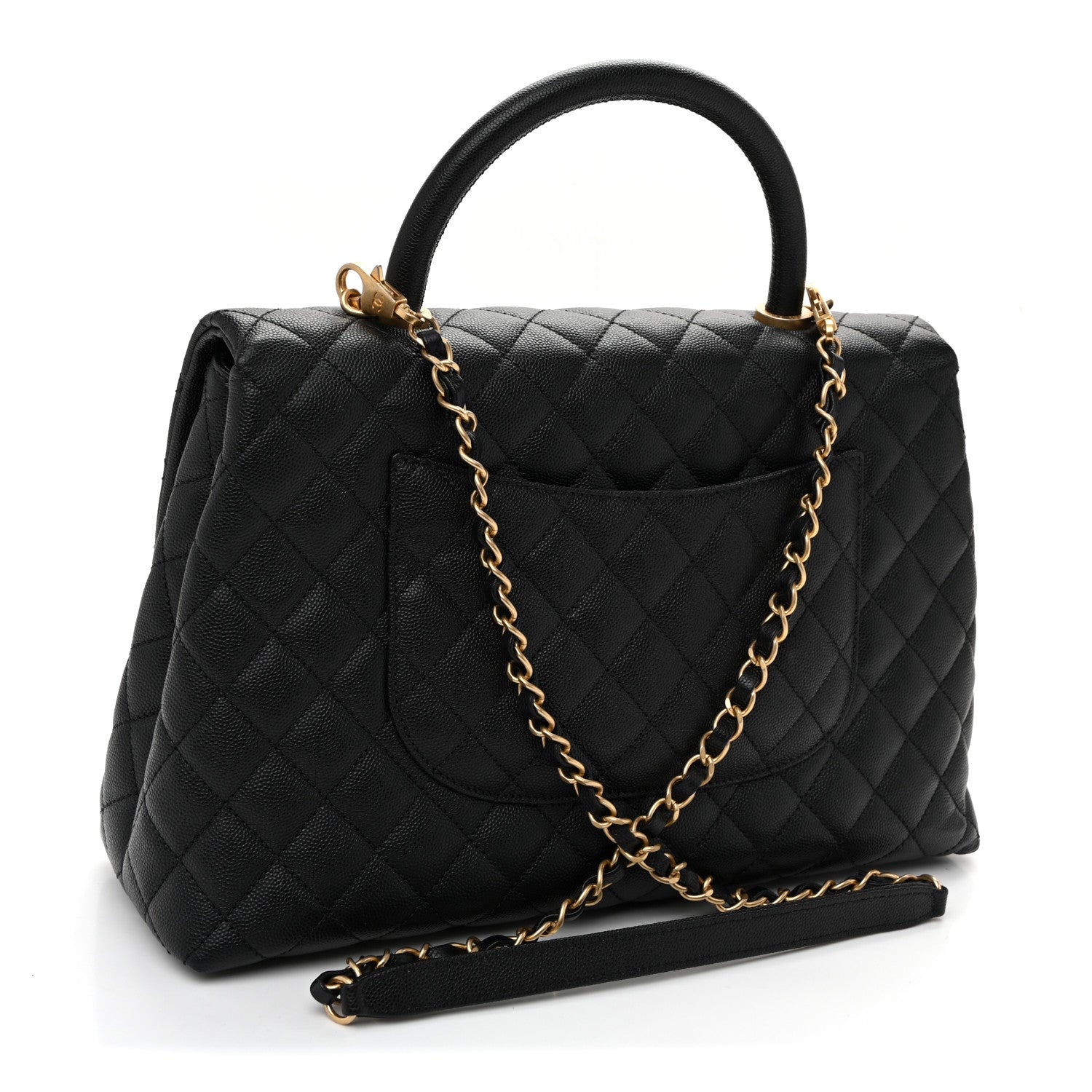 Caviar Quilted Medium Coco Handle Flap Black — view 3